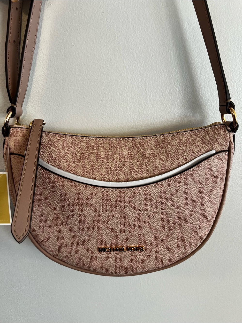 New Michael Kors Blush Logo Pebble Leather Crossbody Bag